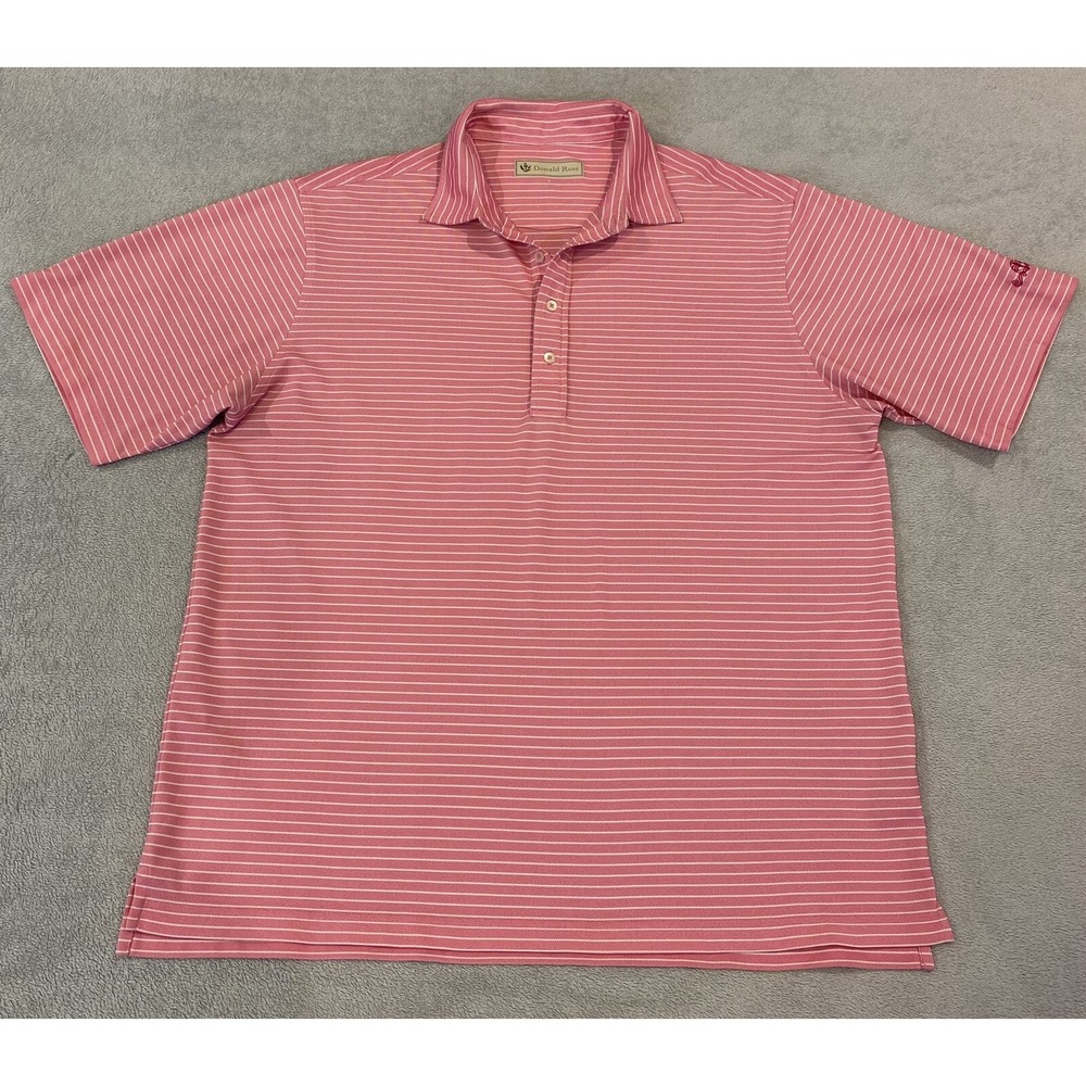 Donald Ross Shirt Mens Extra Large Golf Polo Performance Sport Striped‎ Pink XL